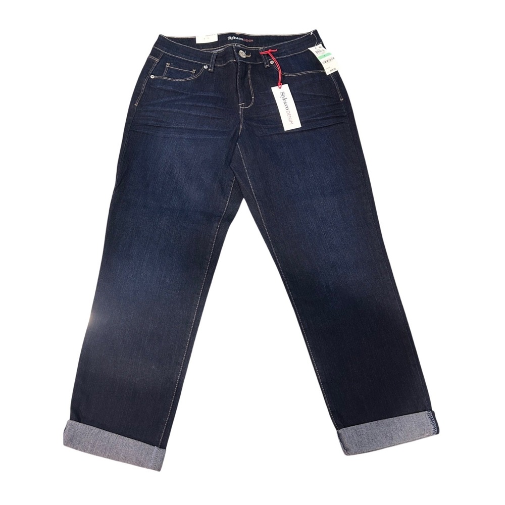Style & Co Women 8 Dark Wash Ex-Boyfriend Curvy Ankle Jeans Mid Rise   NWT